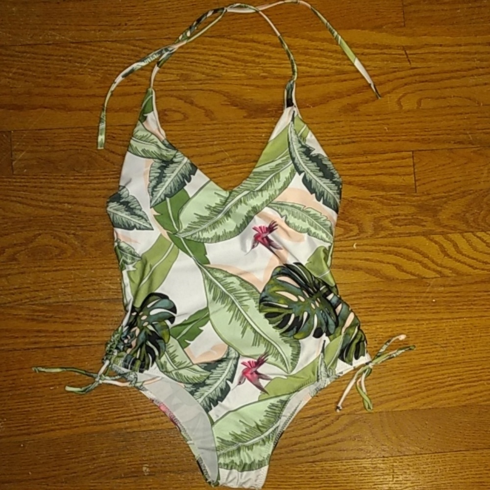Tropical print one piece swimsuit small